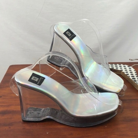 clear plastic wedge shoes